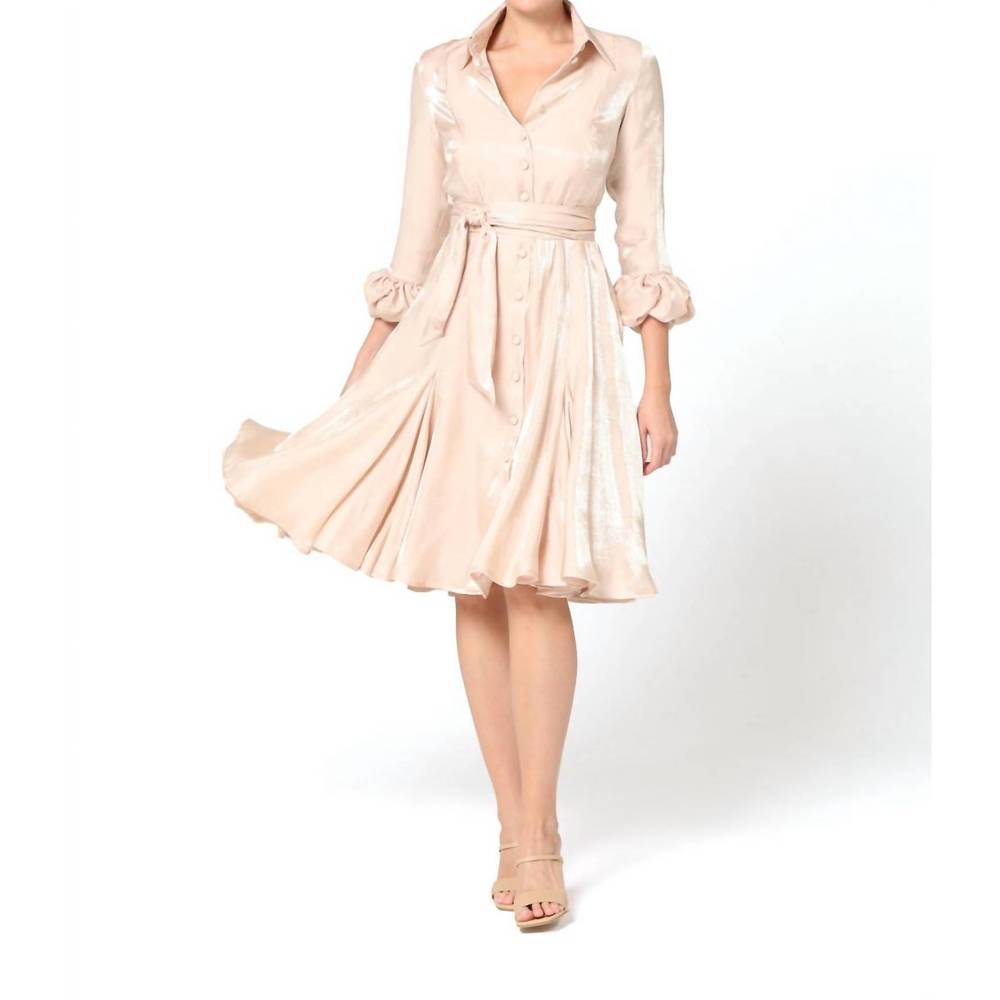 NEW BARUNI carina knee length flared dress in beige